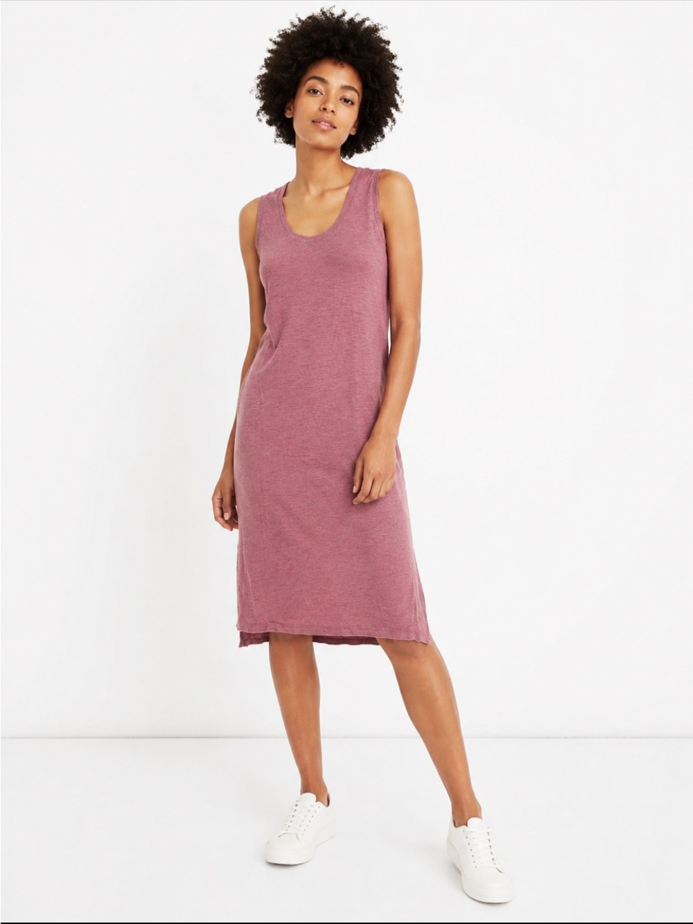 Madewell Sleeveless Midi Tank Dress in Dusty Rose